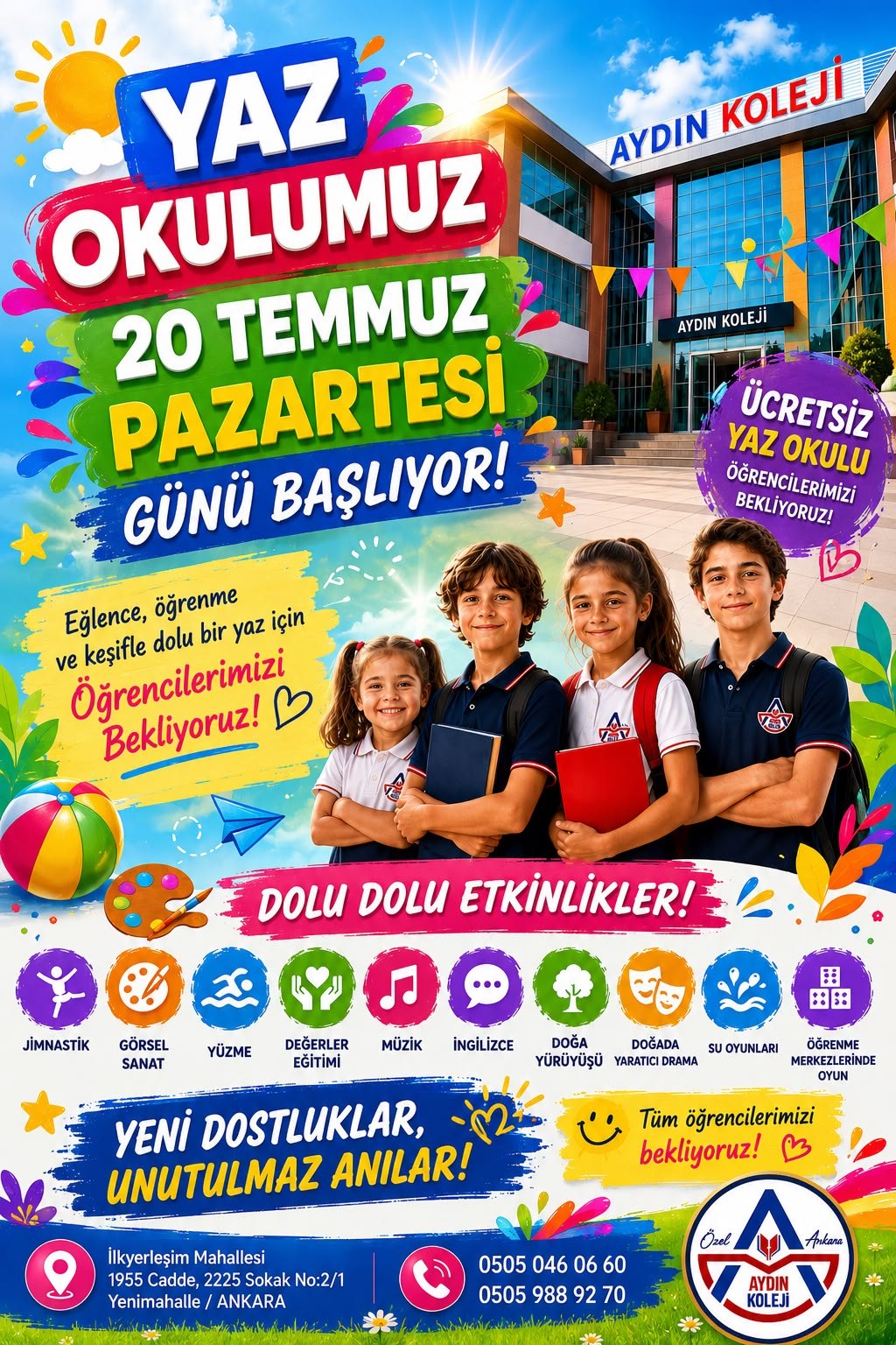 20 Temmuz yaz okulu başlangıç duyurusu